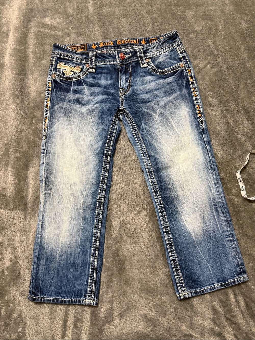 Rock Revival Straight Leg Washed Blue Jeans